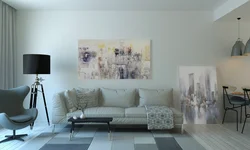 Gray Paintings In The Bedroom Interior