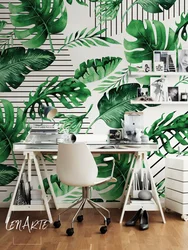 Palm leaves in the kitchen interior