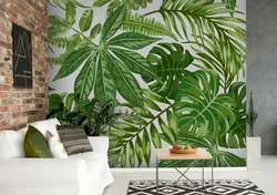 Palm leaves in the kitchen interior