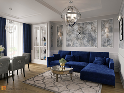 Neoclassical sofa in the living room interior