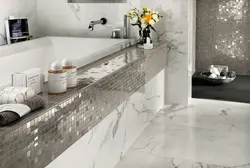 Glossy porcelain tiles in the bathroom interior