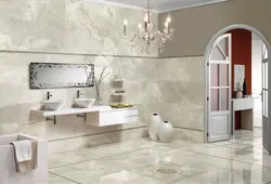 Glossy porcelain tiles in the bathroom interior