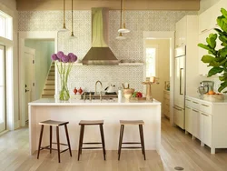 Color of the stove in the kitchen interior