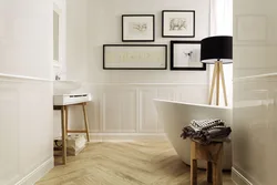 Wood tiles in the bathroom interior