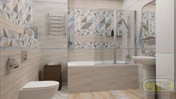 Wood tiles in the bathroom interior