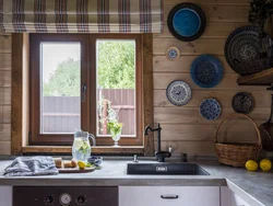 Wooden Windows In The Kitchen Interior