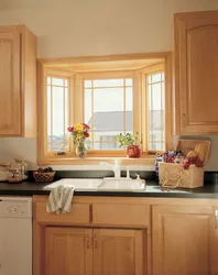 Wooden Windows In The Kitchen Interior