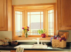 Wooden Windows In The Kitchen Interior