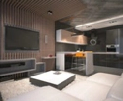 Concrete in the interior of the kitchen living room