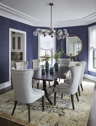 Blue Table In The Kitchen Interior