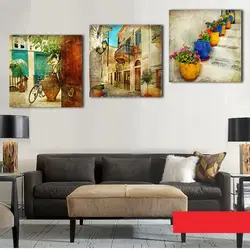 Living room interior with landscape painting