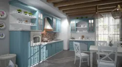 Бирюзовая кухня прованс в интерьере