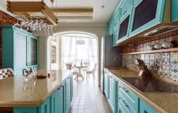 Turquoise Provence kitchen in the interior