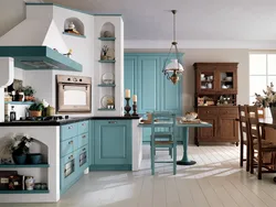 Turquoise Provence kitchen in the interior