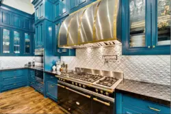 Kitchen Interior Blue And Gold