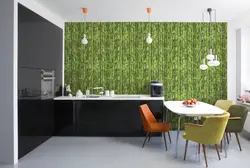 Wallpaper fern in the kitchen interior