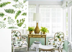 Wallpaper fern in the kitchen interior