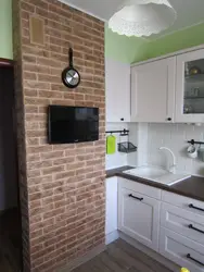 Brick in the interior of the Khrushchev kitchen