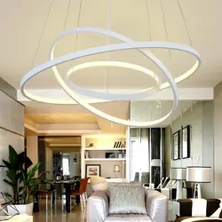 Round lamps in the living room interior