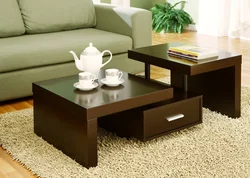 Coffee table in the bedroom interior