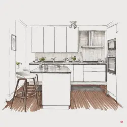 Рисунки интерьер кухни с цветами