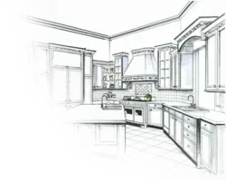 Drawings Of Kitchen Interior With Flowers