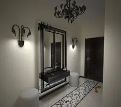 Black mirror in the hallway interior