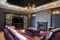 Black And Gold Living Room Interior