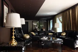 Black and gold living room interior