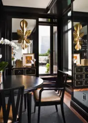 Black and gold living room interior