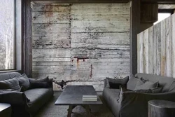 Qonaq otağının interyerində bədii beton