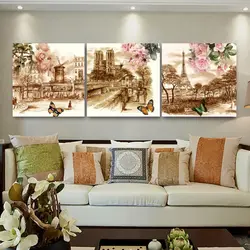 Paintings for beige living room interior