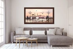 Paintings for beige living room interior