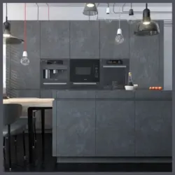 Кухня интерьер центр бетон черный