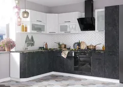 Kitchen interior center concrete black