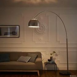 Black floor lamp in the living room interior