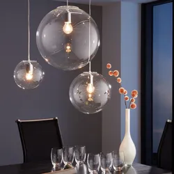 Chandelier ball in the interior of the kitchen