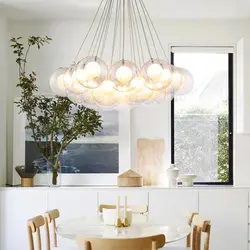 Chandelier ball in the interior of the kitchen