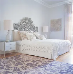Light carpet in the bedroom interior