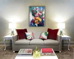 Two paintings in the living room interior