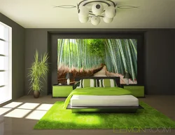 Интерьер Спальни С Зелеными Листьями