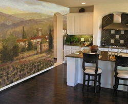 Kitchen interior with city views