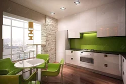 Interior Kitchen Living Room White Green