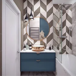 Chevron tiles in the bathroom interior