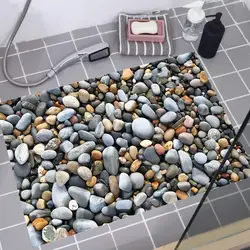 Pebble tiles in the bathroom interior