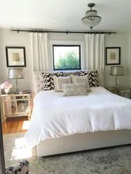Bedroom Interior With Bed Behind Curtains