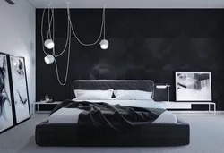 Bedroom interior if the furniture is black