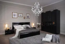 Bedroom interior if the furniture is black