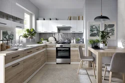 Combination Of Colors In The Interior Of The Oak Kitchen