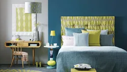 Yellow And Blue In The Bedroom Interior